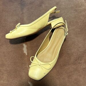 Yellow Bow Slingback Mules